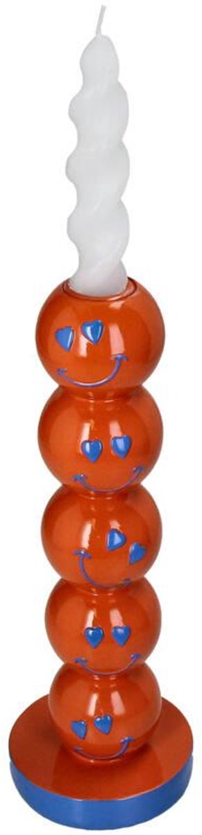 Hd collection kaarsenhouder smiley polyresin 9x9x26.5cm