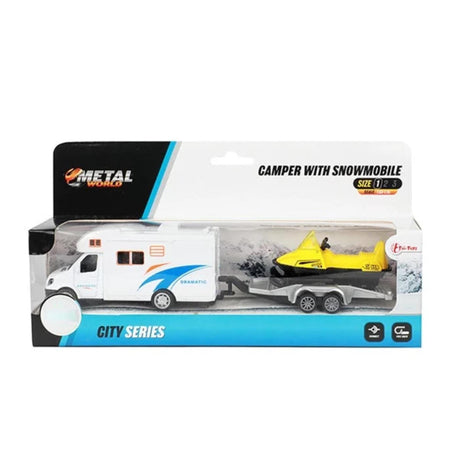 Toi-toys Metall-Camper mit Anhänger und Schneemobil