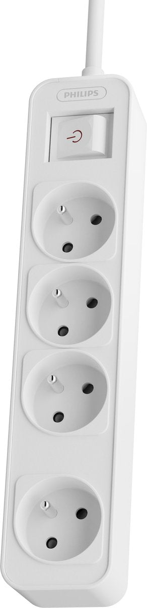 Philips Tischsteckdose 4-fach mit weißem Schalter