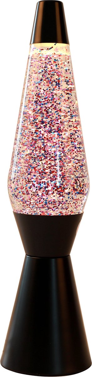 I-total Lavalampe – Lavalampe – Stimmungslampe – 40 x 11 cm – Glasaluminium – 30 W – Glitzer-Lava – Schwarz – XL2344
