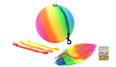 Outdoor-Spaß-Regenbogenball Größe 5 mit Kordel. 3+
