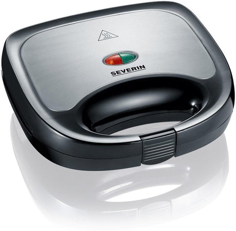 Severin Sandwichmaker Sandwichtoaster 600 W gebürsteter Edelstahl-Schwarz