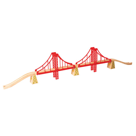 Bigjigs Wooden Rails - Double Suspension Bridge, 7dlg.