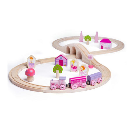 Bigjigs Holzeisenbahn-Set rosa 40-teilig