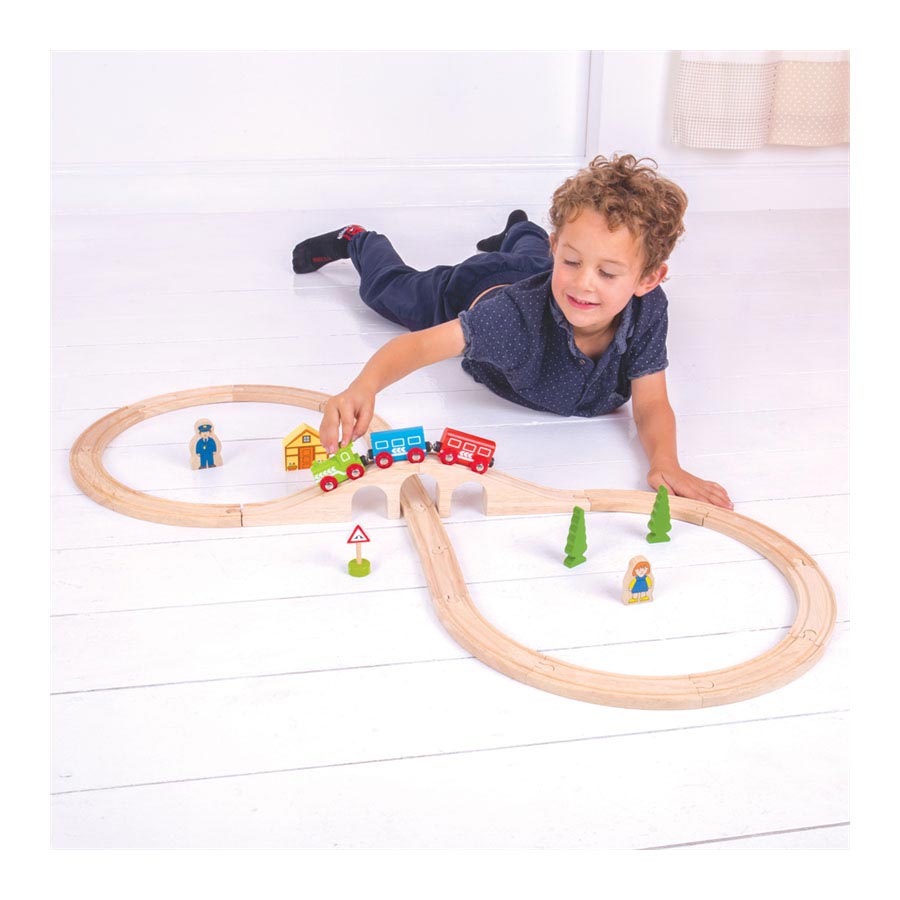 Bigjigs hölzernes Eisenbahngleis – 8-förmig – 26-teilig