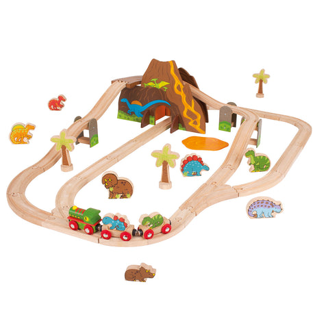 Bigjigs hölzerne Dino -Zug -Set, 49dlg.