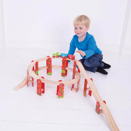Bigjigs Holzschienen – Viadukt-Erweiterungsset, 27-tlg.