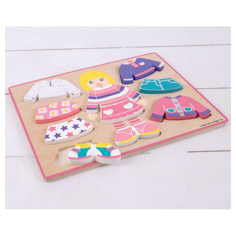 Bigjigs Holz-Anziehpuzzle Mädchen, 10-tlg.
