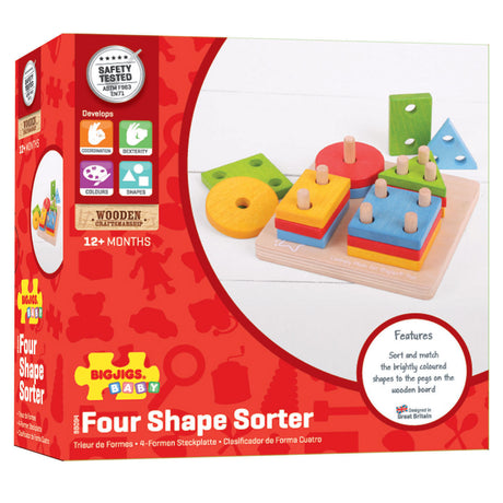 Bigjigs Toys Bigjigs Holzformen-Stapelspiel, 17 Teile.