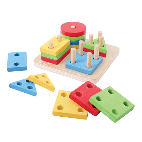 Bigjigs Toys Bigjigs Holzformen-Stapelspiel, 17 Teile.