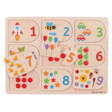 Bigjigs Toys Bigjigs Lernpuzzle aus Holz mit Zahlen, 18 Teile.