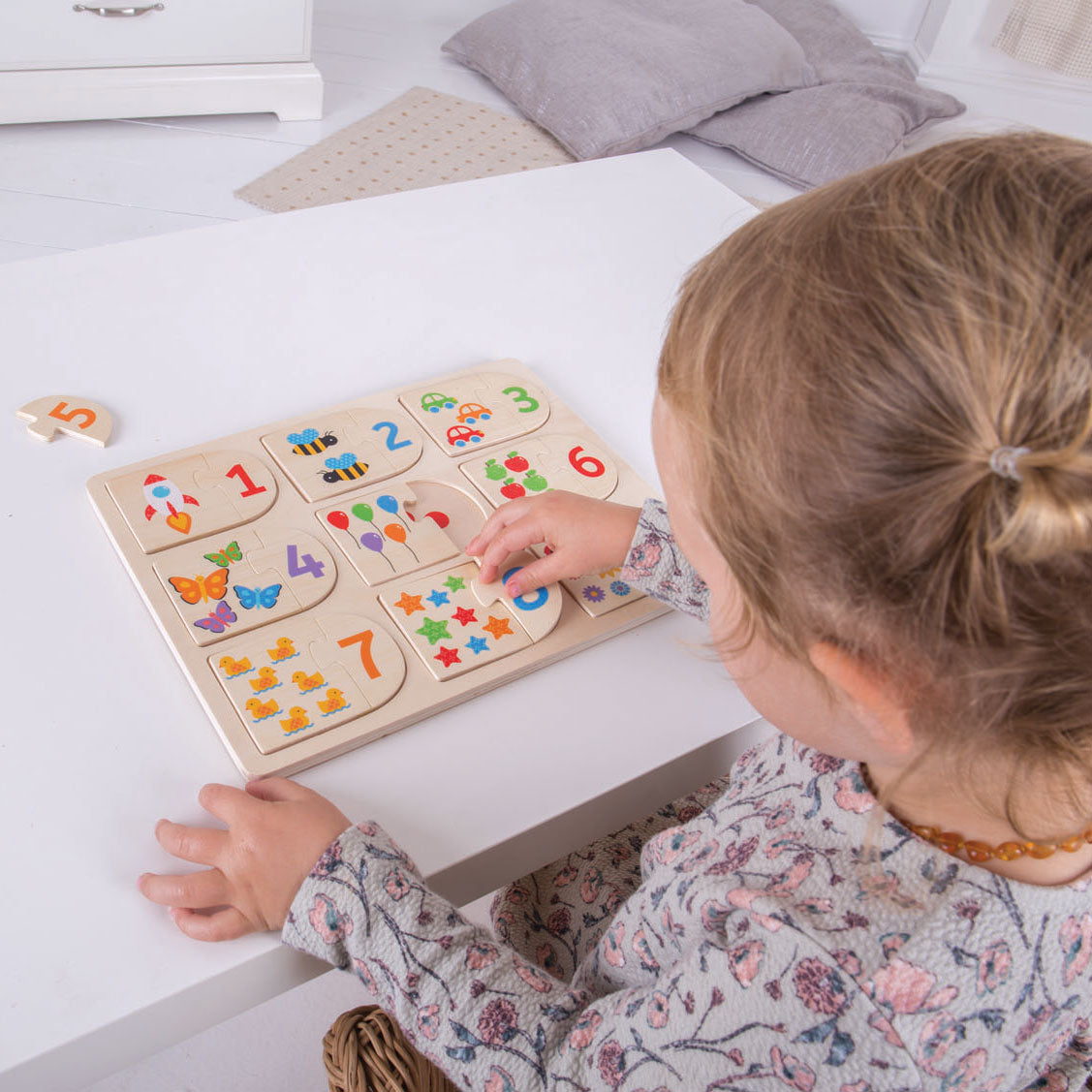 Bigjigs Toys Bigjigs Lernpuzzle aus Holz mit Zahlen, 18 Teile.