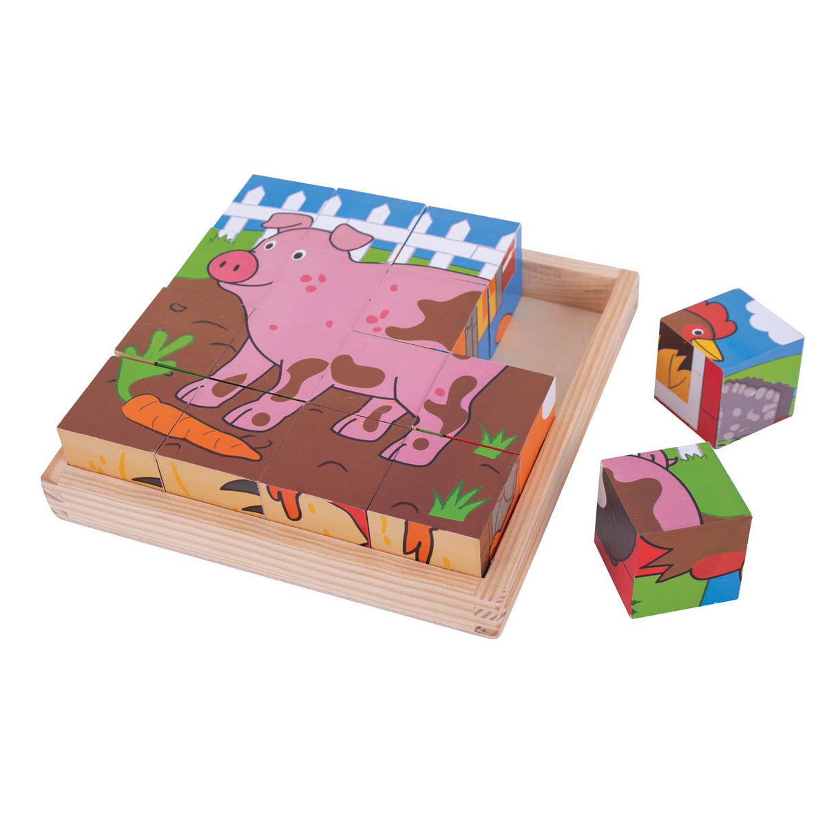 Bigjigs Holzblockpuzzle Bauernhoftiere