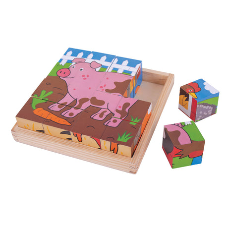 Bigjigs Holzblockpuzzle Bauernhoftiere