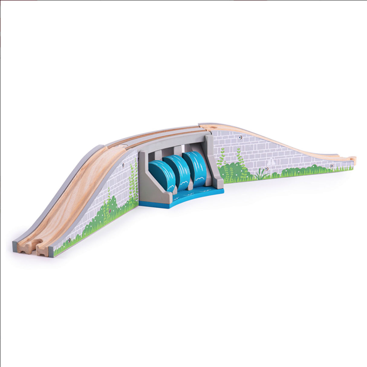 Bigjigs Holzschienen - Brücke mit Wasserfall