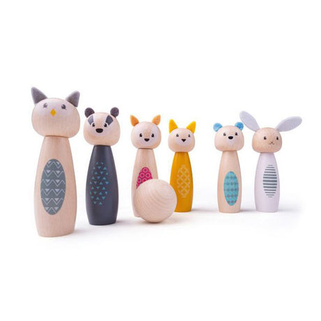Simply Scandi Bigjigs Toys – Kegelspiel „Waldtiere“ – Holzspielzeug – Kegelspiel aus Holz – 7-teilig