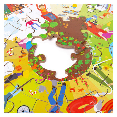 Bigjigs vier Jahreszeiten rundes Bodenpuzzle.