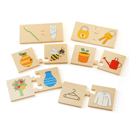 Bigjigs Holzpuzzle Dinge, die zusammenpassen, 32 Teile.