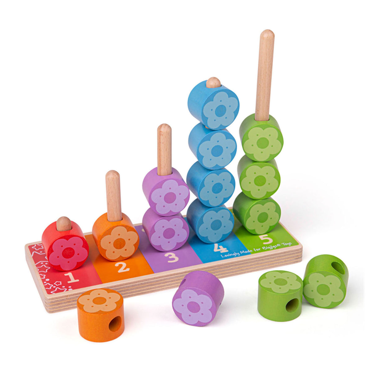 Bigjigs Toys Bigjigs Holz-Stapelspiel Blumen, 16 Stück.