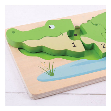 Bigjigs Spielzeug-Holzpuzzle 3D-Krokodil - Bigjigs