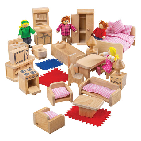 Bigjigs Puppenhaus – Möbel und Puppen – 26-tlg