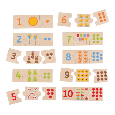 Bigjigs Holzpuzzle mit Zahlenplättchen, 30 Teile.
