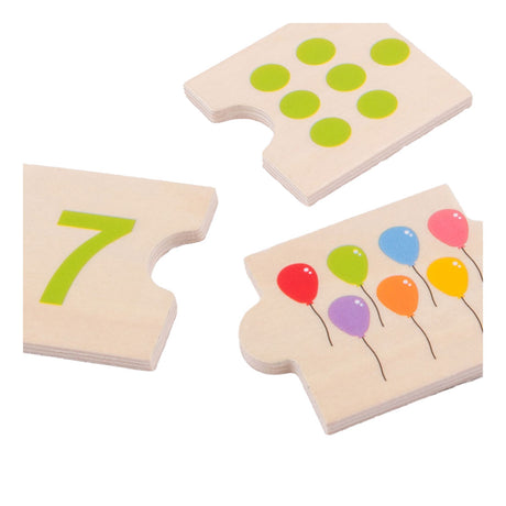 Bigjigs Holzpuzzle mit Zahlenplättchen, 30 Teile.