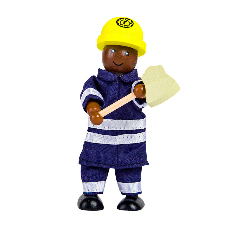 Tidlo Holzpuppenhaus-Puppen Feuerwehrleute, 4-tlg.