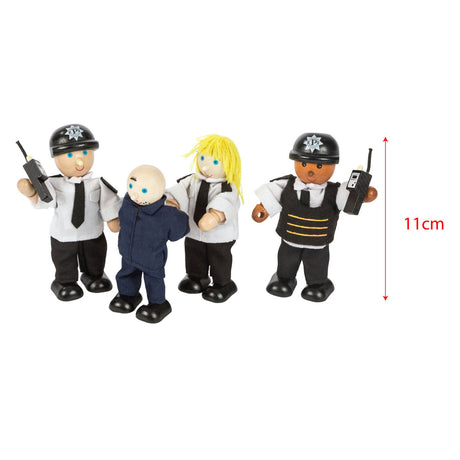 Tidlo Polizisten und Dieb Holz 11 cm schwarz 4 Stück