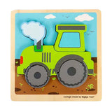 Bigjigs Holzeinlegepuzzle Traktor mit herausnehmbaren Formen, 5-tlg.