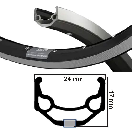 Ryde Felge ZAC 19 Schwarz Silber 28 32 Loch 14g Etrto 622