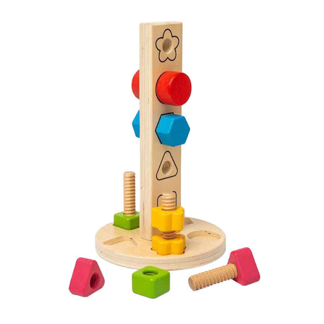 Bigjigs Holzmutter- und Bolzenturm, 11-tlg.