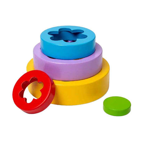 Bigjigs Blumenturm aus Holz, 5 Stk.