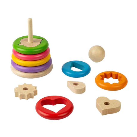 Bigjigs wooden secret shape stacker, 16 pcs.