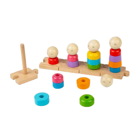 Bigjigs Regenbogen-Familien-Stapelspielzeug aus Holz, 25 Stück.