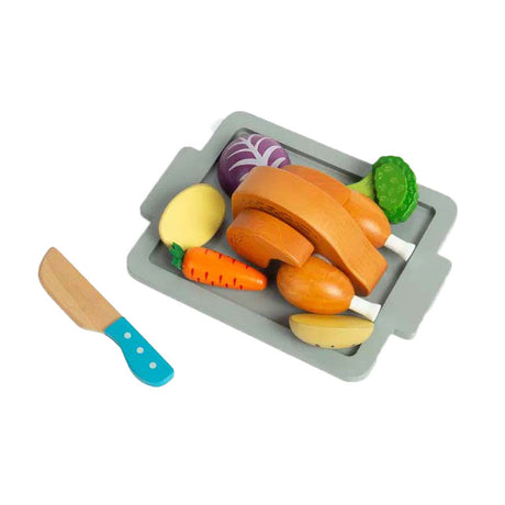 Bigjigs Holzbraten-Dinner-Spielset, 12-teilig.