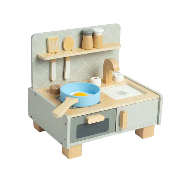 Bigjigs Tischküche aus Holz, 7-teilig.