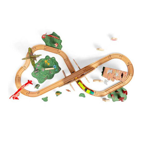 Bigjigs Monstereisenbahn-Set aus Holz, 50-teilig.