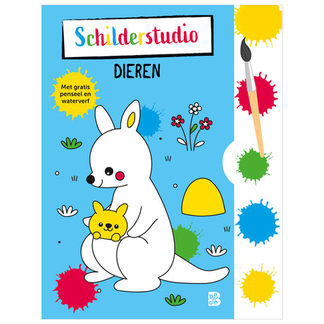 Standaard uitgeverij kleurboek met verfpalet en penseel dieren