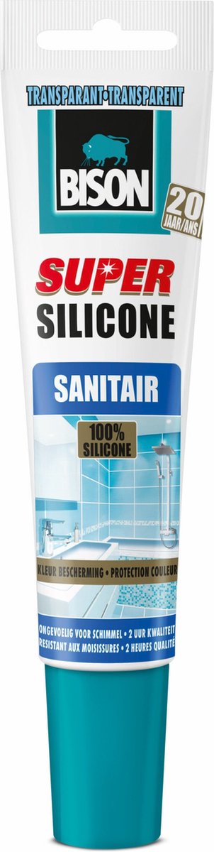 Bison Supersilikon transparent Tube 150 ml, Silikondichtstoff, Küche, Fugen, hygienisch, verschleißfest, temperaturbeständig von -50°C bis +120°C, einfache Anwendung