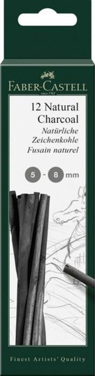 Faber-Castell Holzkohle – Pitt Monochrom – Stärke 5–8 mm – 12 Stück im Karton – FC-129298