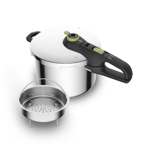 Tefal p25807 Secure 5 trendiger Schnellkochtopf 6 Liter mit Dampfkorb