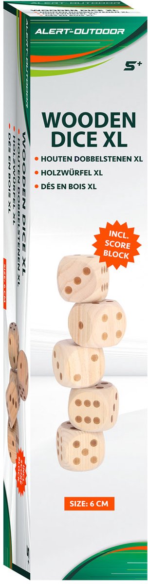 Alert Outdoor Würfelset XL Holz komplett mit Punkteblock | 2 Stk