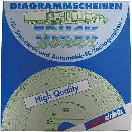 NTS Original Graf Bluco Diagrammscheiben Fahrtenschreiber 125 km/h, Packung mit 100 Stück