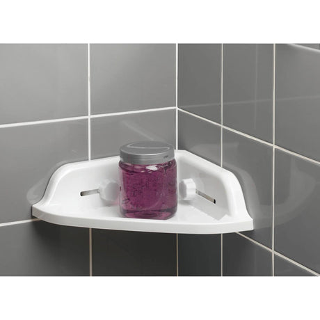 Douceur d'interieur Badezimmer-Eckregal aus Kunststoff mit 2 Saugnäpfen, weiß, 25 x 25 x 7 cm