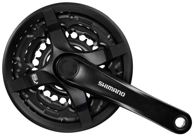 Shimano Kurbelgarnitur 6 7 8 Gang Tourney FC-TY501 mit 170 mm Kurbelarm 48 x 38 x 28 Zähne – Schwarz (Werkstattverpackung)