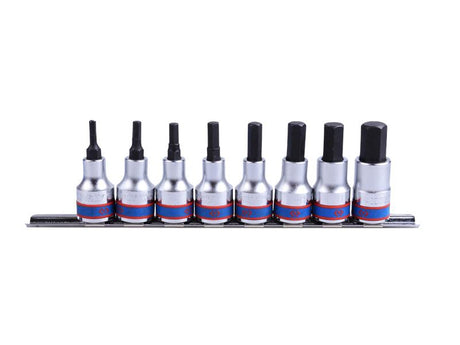 King tony set van imbus stopcontacten 3 8 8cz. h3-h12 chroom rail, blister