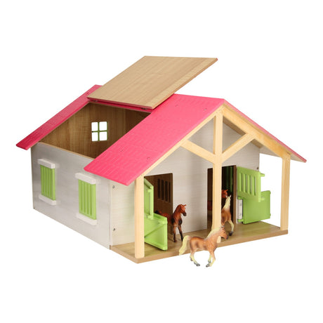 Kinderglobus Pferdestall rosa mit 2 Boxen und Lagerraum, 1:24