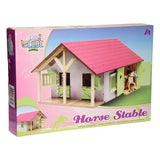 Kinderglobus Pferdestall rosa mit 2 Boxen und Lagerraum, 1:24