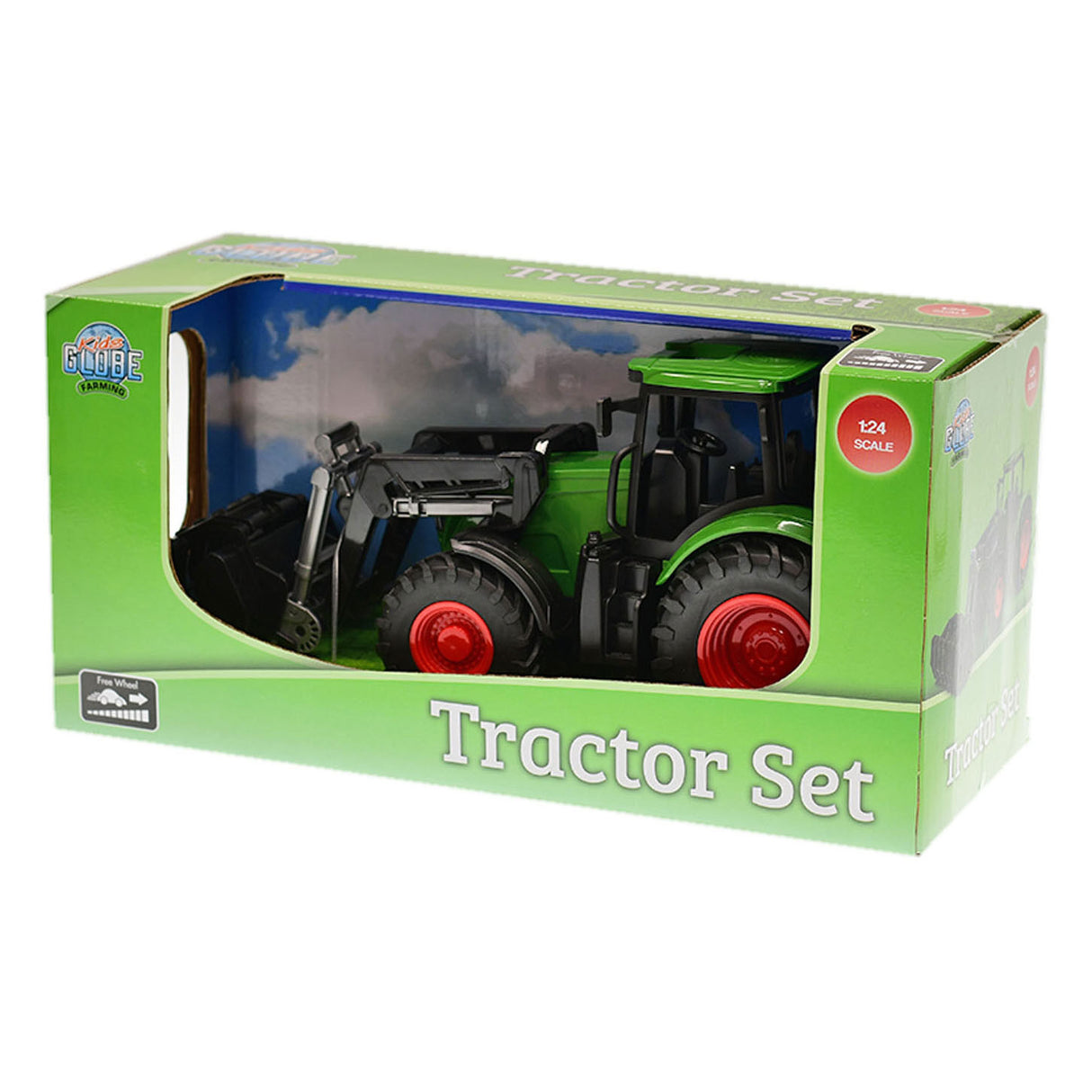 Kinder-Globus-Traktor mit Frontlader – grün